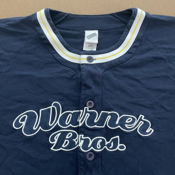 Vintage Warner Bros Looney Tunes Shirt Mens Large Blue Baseball Jersey Taz 90s - Picture 9 of 12